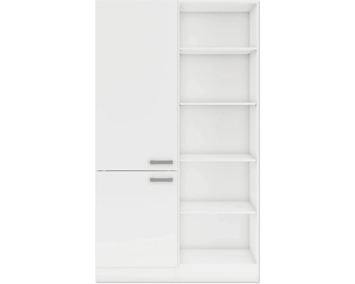 Weißer Hochschrank mit Regalen und Türen