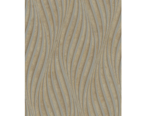 Papier peint intissé 34262 City Glow 3 marron doré Papier peint avec motif de vagues tridimensionnelles