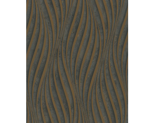 Papier peint intissé 34263 City Glow aspect 3D noir Papier peint à motifs avec lignes ondulées