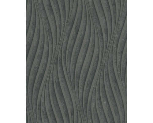 Papier peint intissé 34264 City Glow 3 noir doré Papier peint gris à motif ondulé