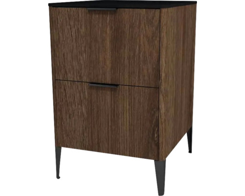 Kommode mit 2 Schubladen Devo Lotos 76x50x53 cm bronze expressive oak/schwarz Waschbeckenunterschrank mit zwei Schubladen und Füßen