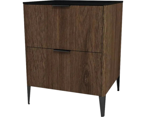 Kommode mit 2 Schubladen Devo Lotos 76x60x53 cm bronze expressive oak/schwarz Waschtischunterschrank mit zwei Schubladen und Füßen
