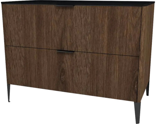 Kommode mit 2 Schubladen Devo Lotos 76x100x53 cm bronze expressive oak/schwarz Kommode mit zwei Schubladen und Füßen