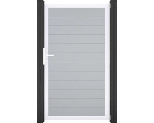 Portillon simple GroJa BasicLine étroit tirant universel prémonté sans poteaux cadre aluminium 100 x 180 cm gris argent