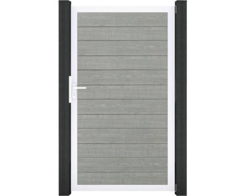 Portillon simple GroJa BasicLine étroit tirant universel prémonté sans poteaux cadre aluminium 100 x 180 cm Grey Ash Cut