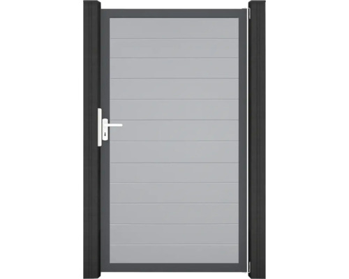 Portillon simple GroJa BasicLine étroit tirant universel prémonté sans poteaux cadre anthracite 100 x 180 cm gris argent