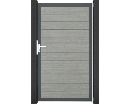 Portillon simple GroJa BasicLine étroit tirant universel prémonté sans poteaux cadre anthracite 100 x 180 cm Grey Ash Cut