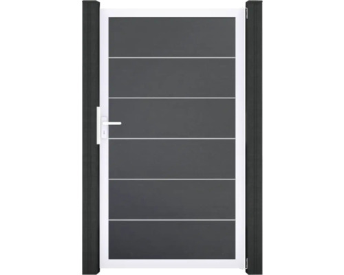 Portillon simple GroJa BasicLine Premium tirant universel prémonté sans poteaux cadre aluminium 100 x 180 cm anthracite