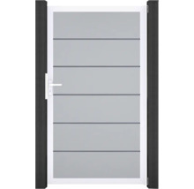 Einzeltor GroJa BasicLine Premium DIN universal vormontiert ohne Pfosten Rahmen Aluminium 100 x 180 cm silbergrau