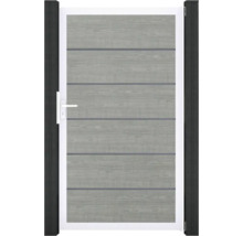 Portillon simple GroJa BasicLine Premium tirant universel prémonté sans poteaux cadre aluminium 100 x 180 cm Grey Ash Cut