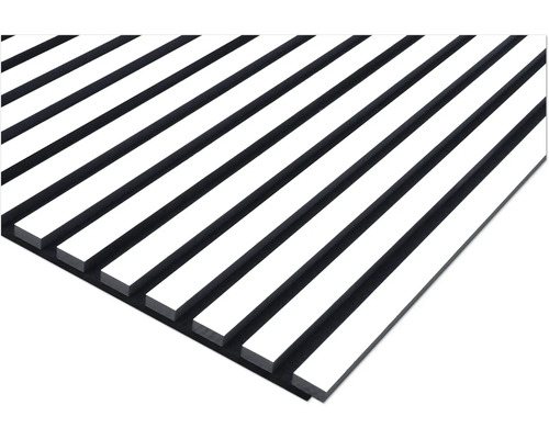 Akustikpaneel Weiß foliert streichbar 2400 x 572 x 19 mm Schallabsorbierendes Wandpaneel mit Holzlatten