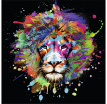 Illustration d''une tête de lion avec des éclaboussures de peinture