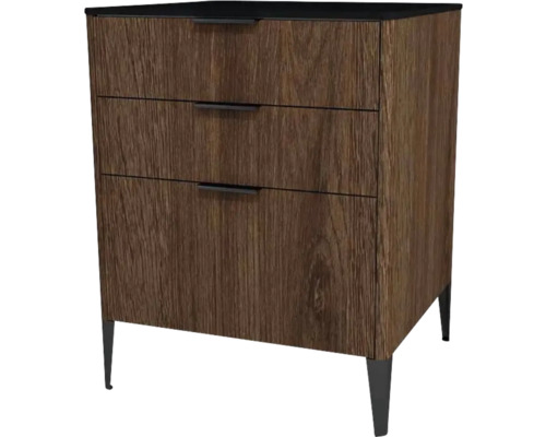 Kommode mit 3 Schubladen Devo Lotos 76x60x53 cm bronze expressive oak/schwarz Kommode mit drei Schubladen und Füßen