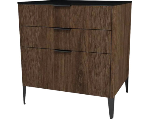 Kommode mit 3 Schubladen Devo Lotos 76x70x53 cm bronze expressive oak/schwarz Kommode mit drei Schubladen und Füßen
