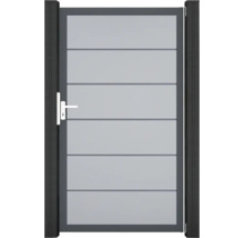 Einzeltor GroJa BasicLine Premium DIN universal vormontiert ohne Pfosten Rahmen anthrazit 100 x 180 cm silbergrau