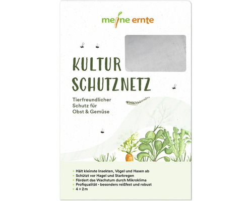 Filet de protection des cultures meine ernte 4 x 2 m PE stabilisé aux UV Poids env. 65 g/m² largeur de mailles 0,8 x 0,8 mm transparent