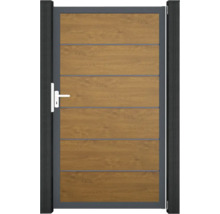 Einzeltor GroJa BasicLine Premium DIN universal vormontiert ohne Pfosten Rahmen anthrazit 100 x 180 cm Golden Oak