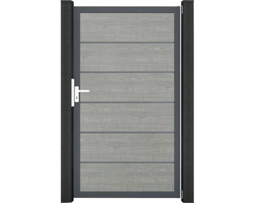 Portillon simple GroJa BasicLine Premium tirant universel prémonté sans poteaux cadre anthracite 100 x 180 cm Grey Ash Cut