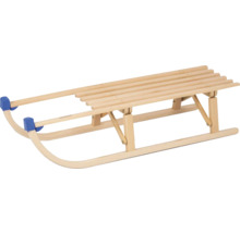 Luge en bois avec capuchons bleus