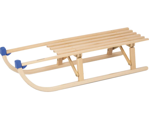 Luge en bois avec capuchons bleus