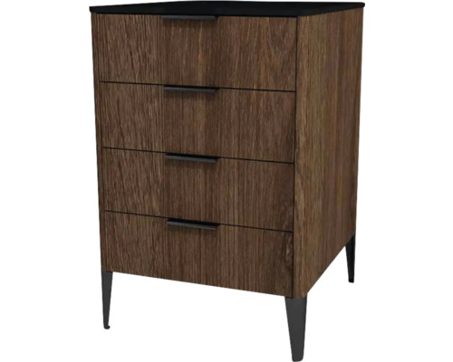 Kommode mit 4 Schubladen Devo Lotos 76x50x53 cm bronze expressive oak/schwarz Kommode mit vier Schubladen und Füßen