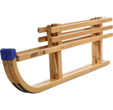 Luge en bois avec capuchons de protection bleus