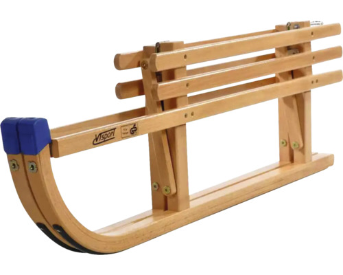 Luge en bois avec capuchons de protection bleus