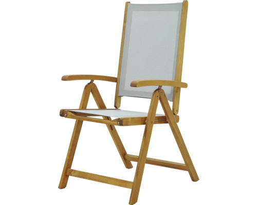 Chaise pliante en bois avec accoudoirs et revêtement en tissu