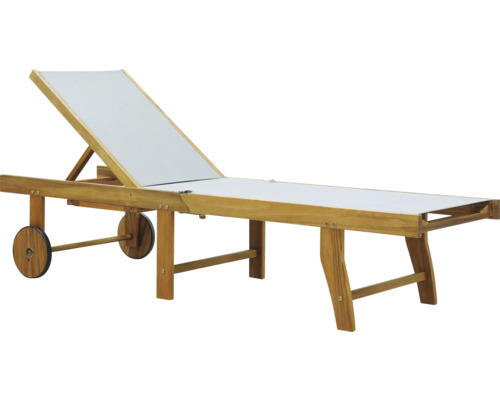 Sonnenliege GARDEN PLACE Linda 195 x 63 x 40 cm natur aus robustem Akazienholz, Rückenlehne verstellbar, Klappfunktion für platzsparende Lagerung, mit Rollen, inkl. ausziehbarer Beistelltisch Holzliege mit Rädern und verstellbarer Rückenlehne
