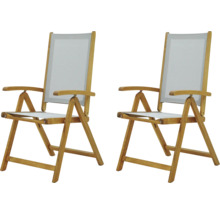 Gartenstuhl GARDEN PLACE Linda 2er Set braun, Gestell aus Akazie, Sitzbezug aus robustem Textilgewebe, Rückenlehne verstellbar