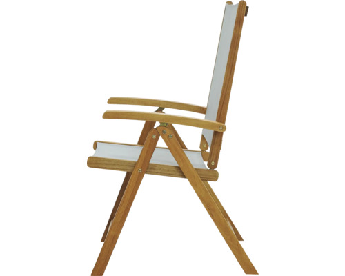 Chaise longue en bois avec accoudoirs et revêtement en tissu