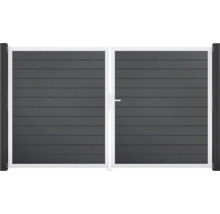 Doppeltor GroJa BasicLine Schmal rechts vormontiert ohne Pfosten Rahmen Aluminium 300 x 180 cm anthrazit