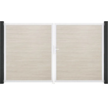 Doppeltor GroJa BasicLine Schmal rechts vormontiert ohne Pfosten Rahmen Aluminium 300 x 180 cm Sheffield Oak