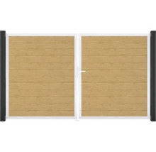 Portillon double GroJa BasicLine étroit droite prémonté sans poteaux cadre aluminium 300 x 180 cm chêne noueux nature