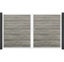 Doppeltor GroJa BasicLine Schmal rechts vormontiert ohne Pfosten Rahmen Aluminium 300 x 180 cm Monument Oak