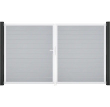 Doppeltor GroJa BasicLine Schmal links vormontiert ohne Pfosten Rahmen Aluminium 300 x 180 cm silbergrau