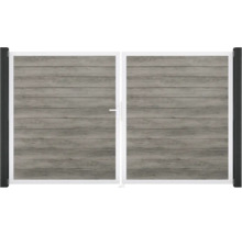 Doppeltor GroJa BasicLine Schmal links vormontiert ohne Pfosten Rahmen Aluminium 300 x 180 cm Monument Oak