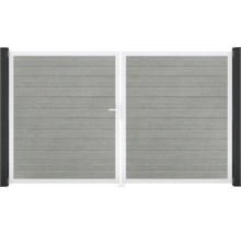 Doppeltor GroJa BasicLine Schmal links vormontiert ohne Pfosten Rahmen Aluminium 300 x 180 cm Grey Ash Cut