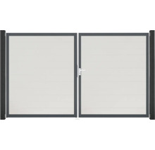 Doppeltor GroJa BasicLine Schmal rechts vormontiert ohne Pfosten Rahmen anthrazit 300 x 180 cm weiß