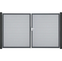 Portillon double GroJa BasicLine étroit droite prémonté sans poteaux cadre anthracite 300 x 180 cm gris argent