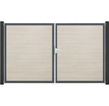 Doppeltor GroJa BasicLine Schmal rechts vormontiert ohne Pfosten Rahmen anthrazit 300 x 180 cm Sheffield Oak