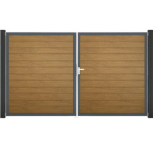 Portillon double GroJa BasicLine étroit droite prémonté sans poteaux cadre anthracite 300 x 180 cm Golden Oak