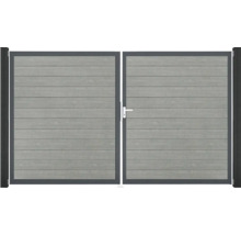Doppeltor GroJa BasicLine Schmal rechts vormontiert ohne Pfosten Rahmen anthrazit 300 x 180 cm Grey Ash Cut