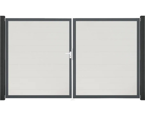 Portillon double GroJa BasicLine étroit gauche prémonté sans poteaux cadre anthracite 300 x 180 cm blanc