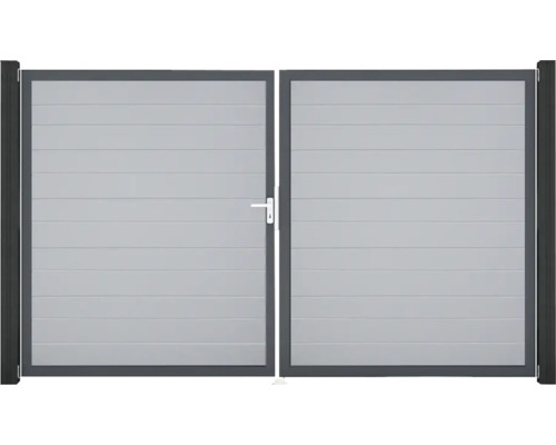 Portillon double GroJa BasicLine étroit gauche prémonté sans poteaux cadre anthracite 300 x 180 cm gris argent