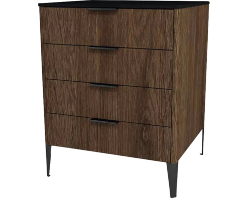 Kommode mit 4 Schubladen Devo Lotos 76x60x53 cm bronze expressive oak/schwarz Kommode mit vier Schubladen und Füßen