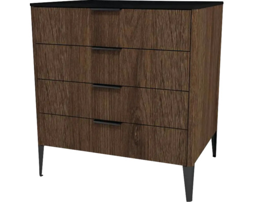 Kommode mit 4 Schubladen Devo Lotos 76x70x53 cm bronze expressive oak/schwarz Kommode mit drei Schubladen und Füßen