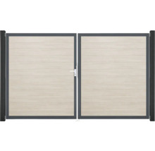 Portillon double GroJa BasicLine étroit gauche prémonté sans poteaux cadre anthracite 300 x 180 cm Sheffield Oak