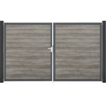Doppeltor GroJa BasicLine Schmal links vormontiert ohne Pfosten Rahmen anthrazit 300 x 180 cm Monument Oak
