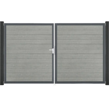 Portillon double GroJa BasicLine étroit gauche prémonté sans poteaux cadre anthracite 300 x 180 cm Grey Ash Cut